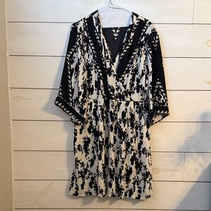 CAbi Black and White Patterned Dress